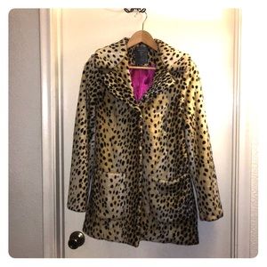 Guess Leopard Print Fur Coat